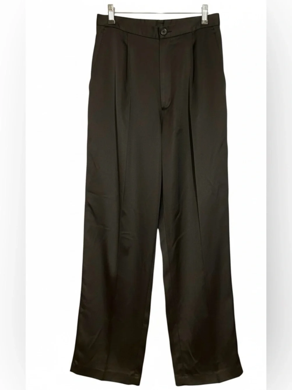 VTG 80s Flora Kung Silk Trousers Size 6 Black High Waisted Wide Leg Slacks EUC - Picture 2 of 4